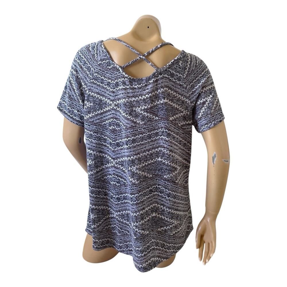 Faded Glory Peasant Top Womens Plus 1X 16W Geometric Tassel Keyhole Boho Knit - Picture 4 of 8